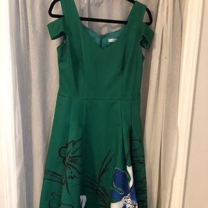 Tea length green dress